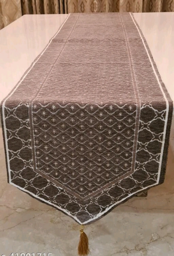 GROKI High Quality Embroidred Cotton Cloth Table Runner( Size16X72 Inch) For Home /Office / Living Room - Brown